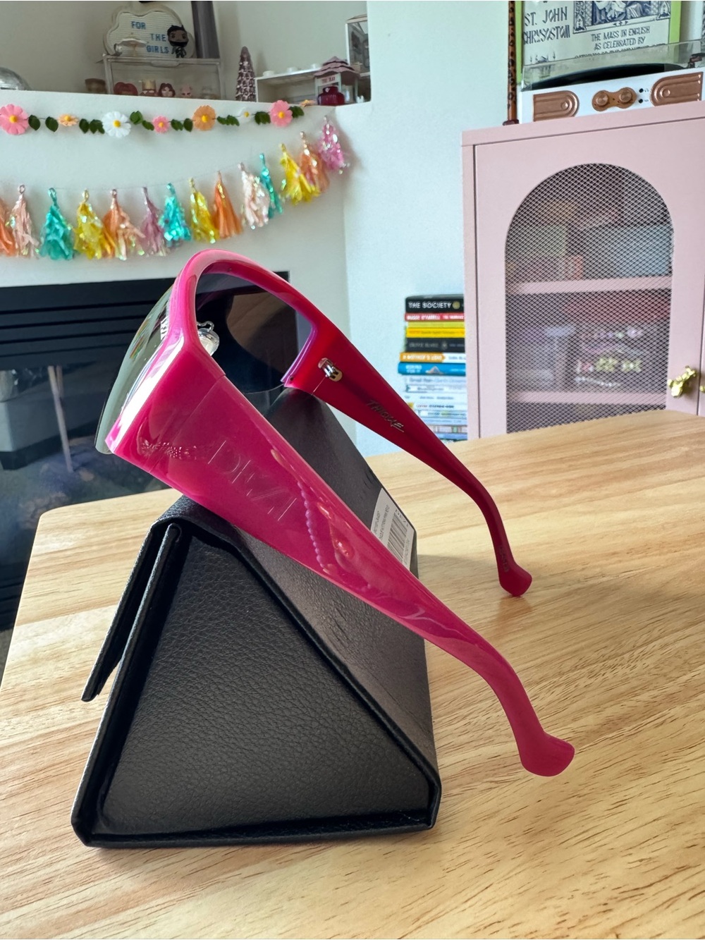 DEZI Shield Sunglasses in Pink with Mirrored Lenses - Picture 3 of 8